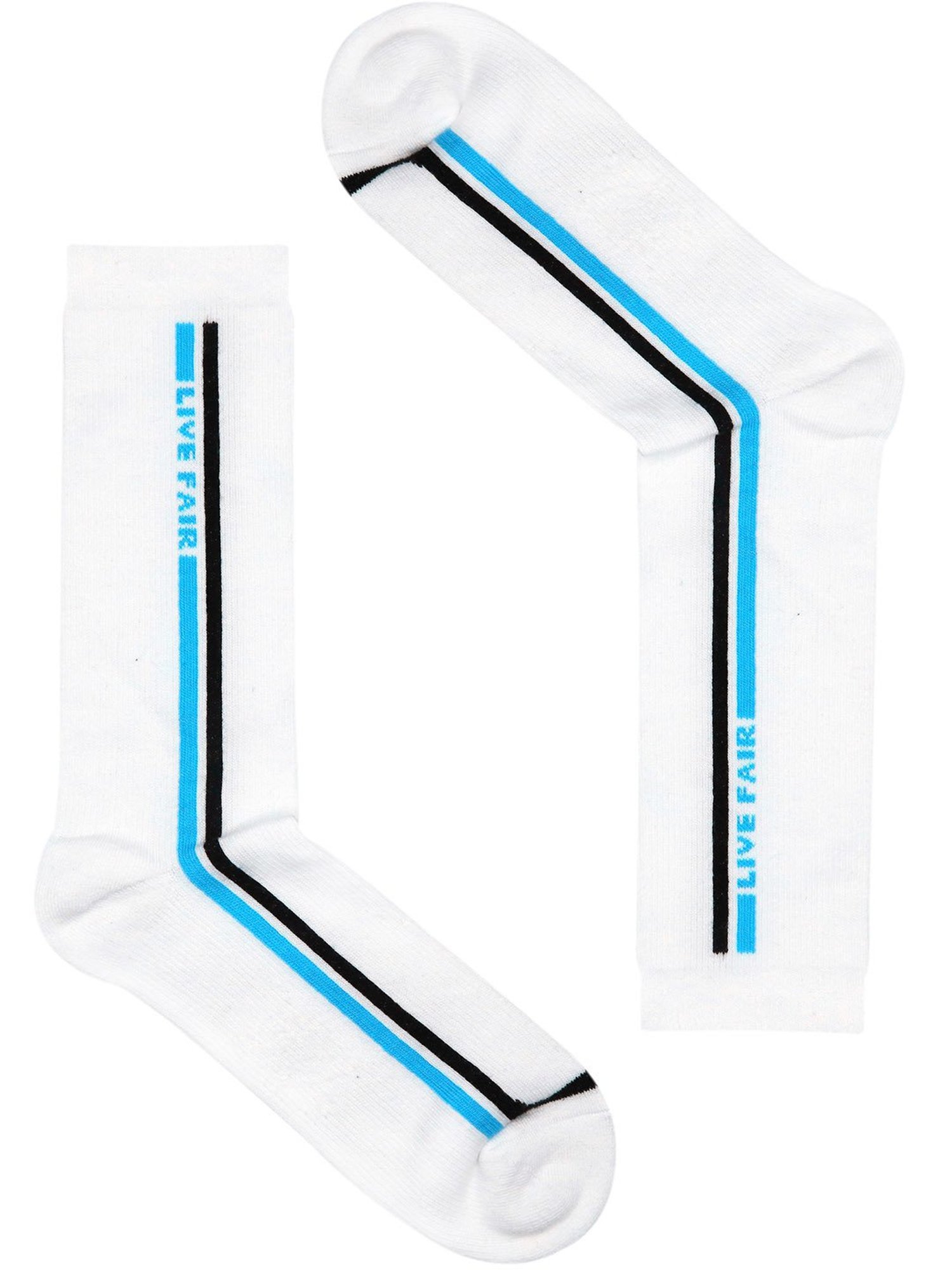 BALENZIA White Printed Crew Length/Calf Length Socks