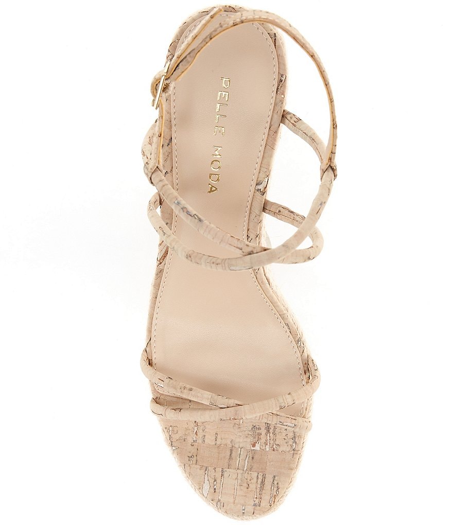 Pelle Moda Rio White Washed Cork Espadrille Wedge Sandals