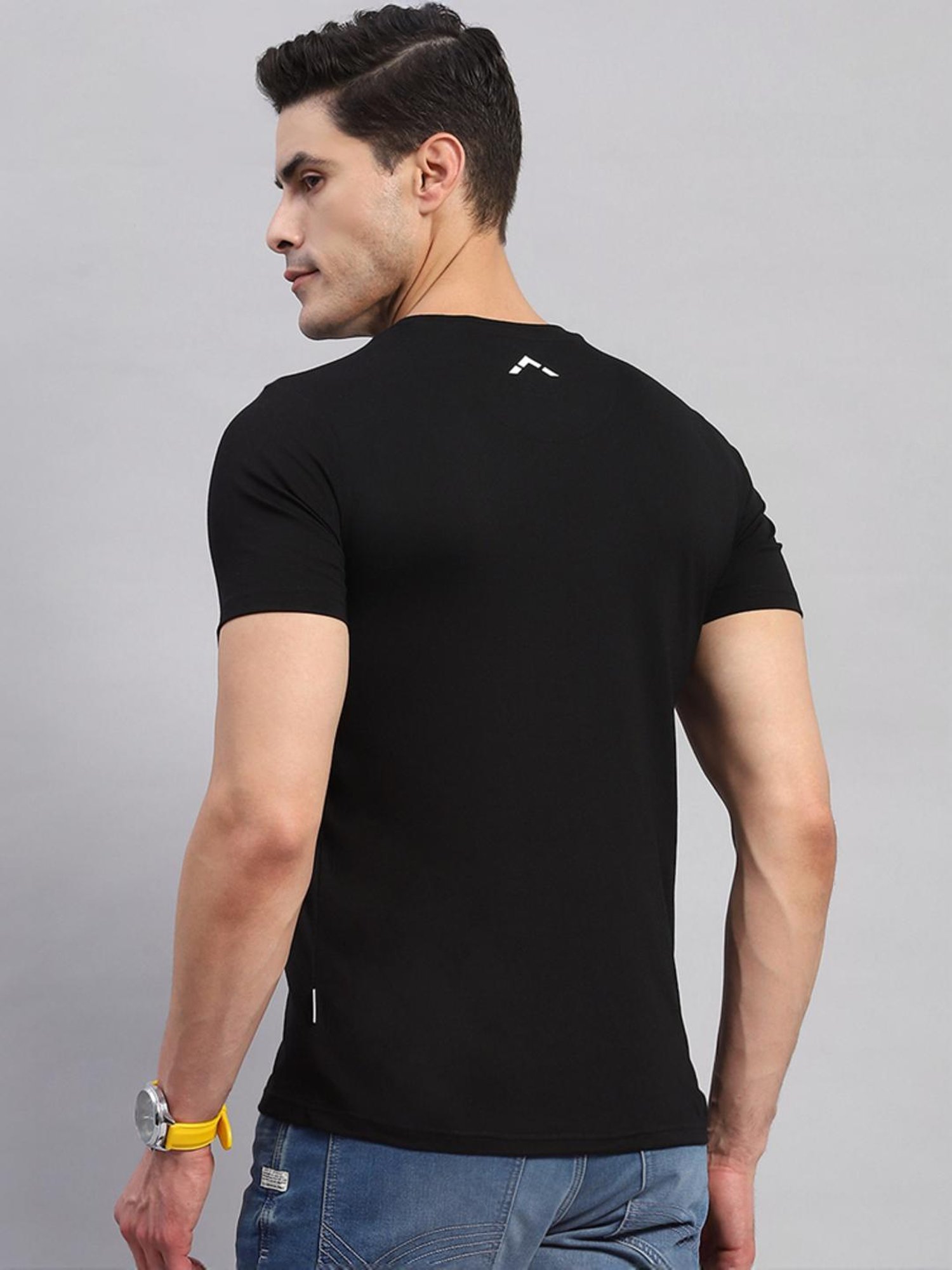 Rock.it Black Cotton Regular Fit Printed T-Shirt