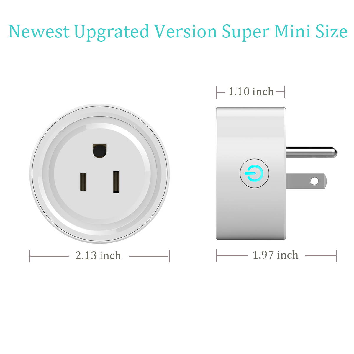 2 Pack Wifi Smart Plug Socket Outlet Adapter Switch Wifi for Android & IOS Alexa Echo