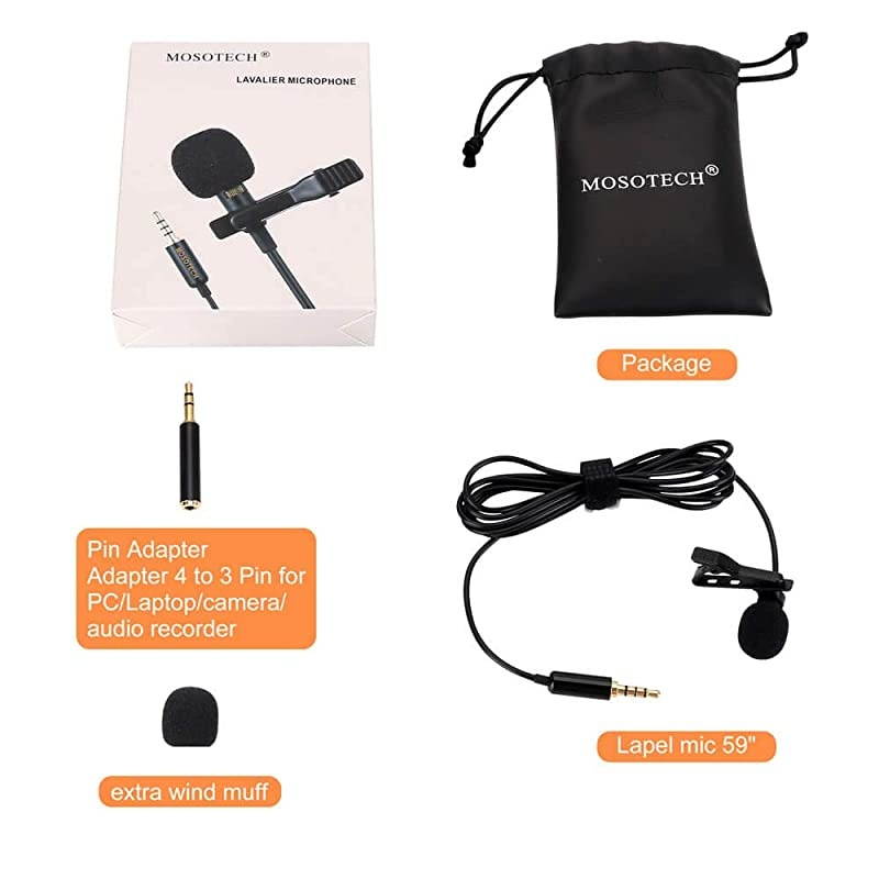Microphone, Omnidirectional Condenser MIC for Recording YouTube Interview (Suitable for iPhone/Android/Windows/Camera)