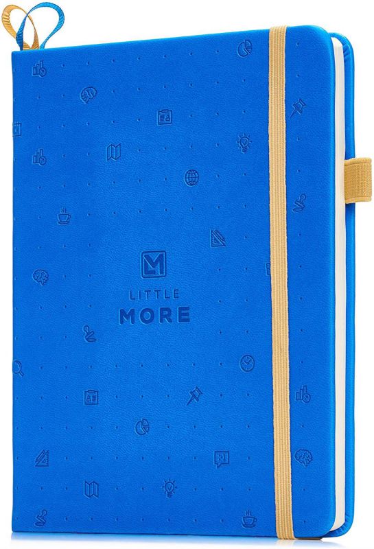 Bullet Journal Dot Grid Notebook - Dotted Notebook/Journal Hardcover with Thick Paper - Leather Pocket Bullet Planner (7-5,5) / Small Diary with Numbered Pages & Pen Loop + Stickers