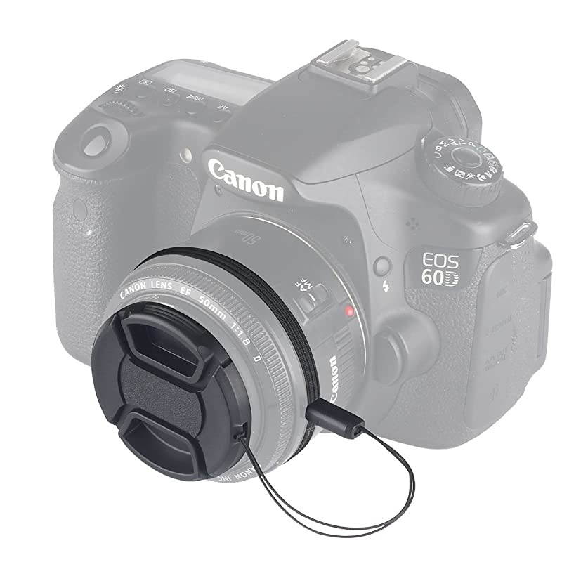 Design Lens Cap Bundle 3 Pcs 58mm Center Pinch Lens Cap and Cap Keeper Leash for Canon Nikon Sony DSLR Camera + Microfiber Cleaning Cloth