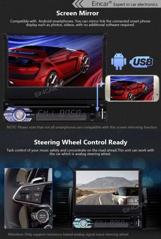 Single Din Car Stereo Touch Screen Radio with Bluetooth 7 Inch Flip Out Autoradio in Dash Head Unit Support DVD CD Player AM FM GPS Navigation Mirror Link for Android Phones Backup Camera Remote