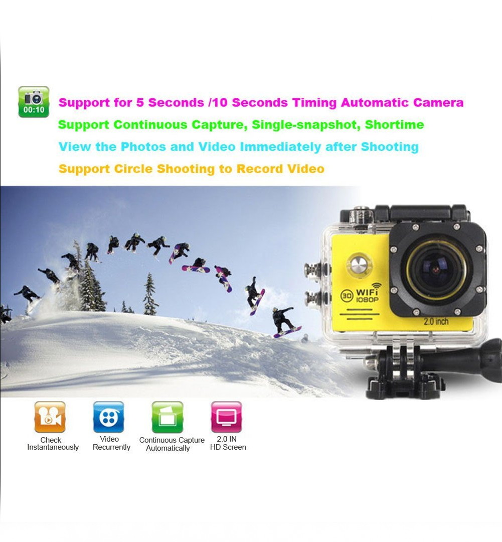 Sj7000 Waterproof Action Sports Wireles Wifi Hd 1080p 2.0 Inch Remote Camera 170&deg; Wide Angle Lens