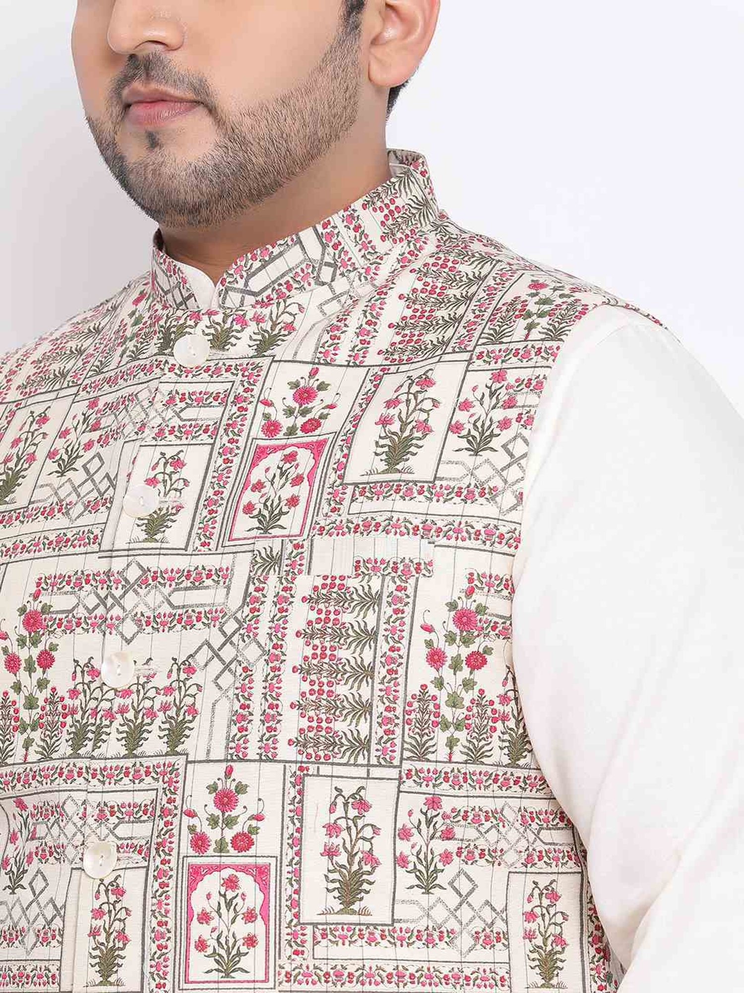 KISAH PLUS Multicolored Regular Fit Printed Kurta Set With Jacket