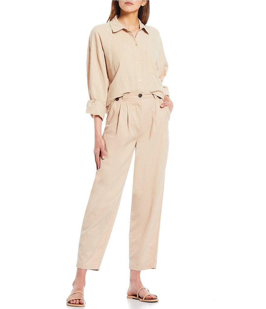 Every Woven Long Sleeve Coordinating Button Front Top