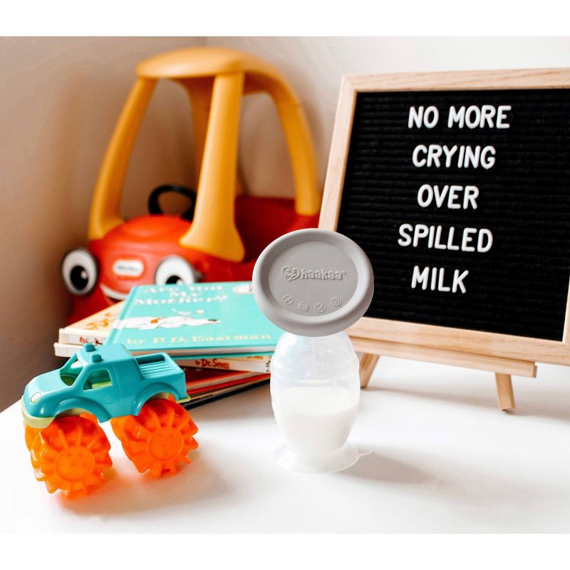 Haakaa Breast Pump with Suction Base and Gray Leak-Proof Cap - 5oz