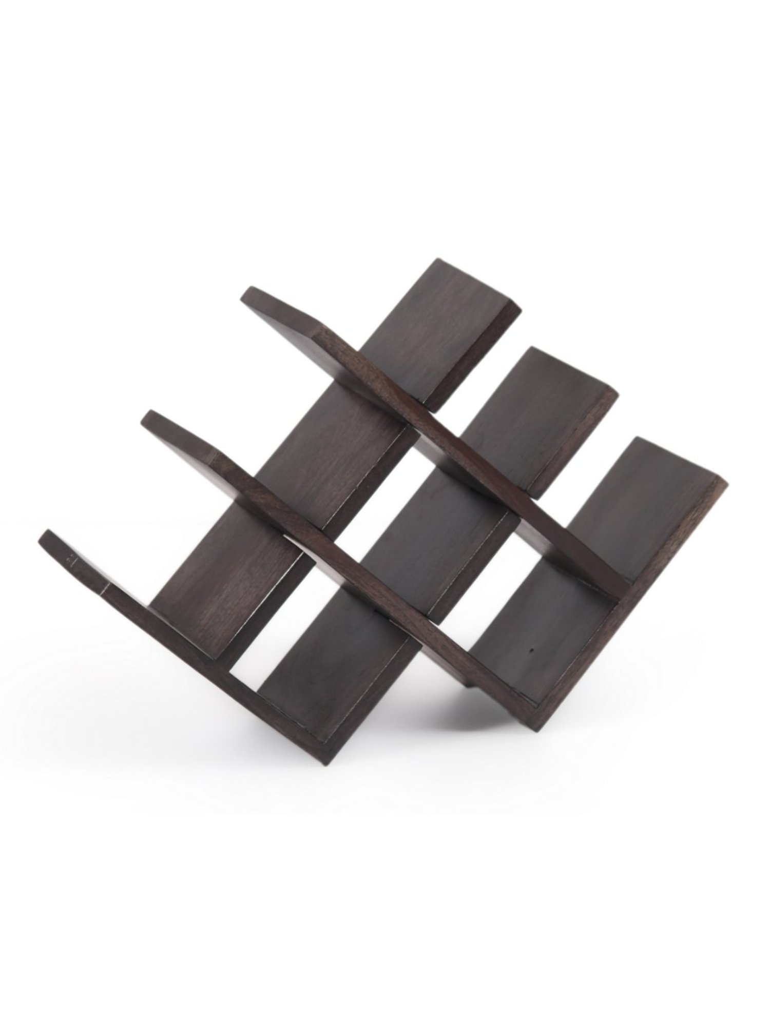 Ikiriya Kassel Solid Brown Wood Wine Rack Teak Finish