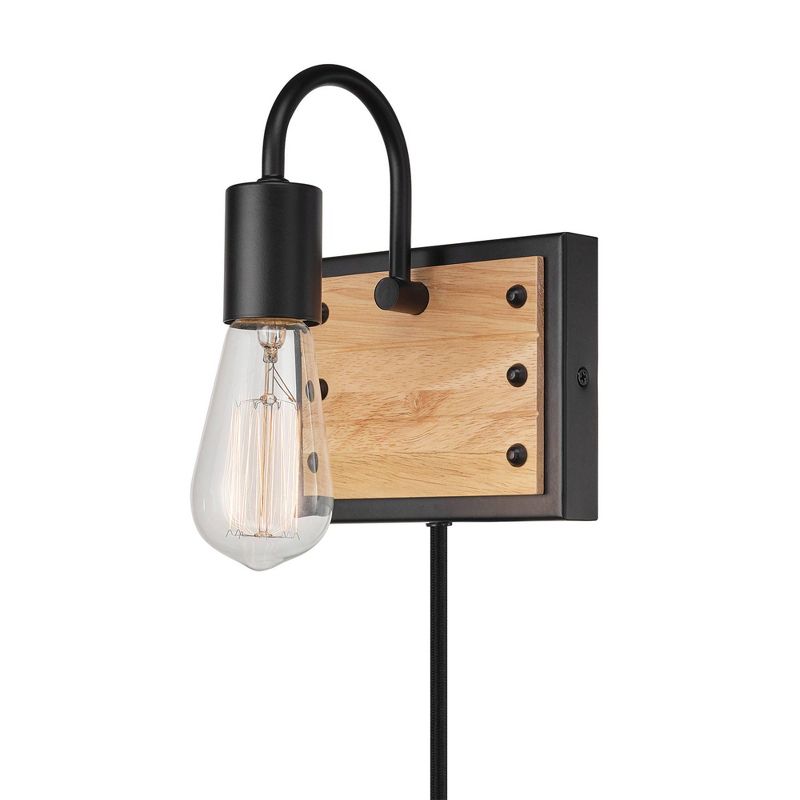 Faux Wood Oakland Wall Sconce Matte Black - Globe Electric