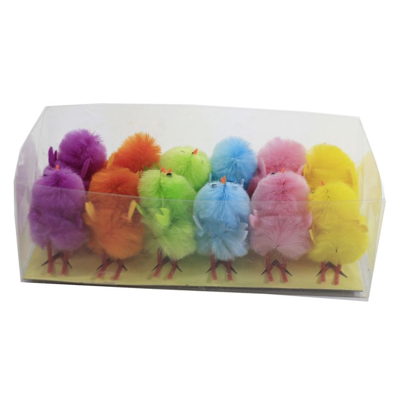 Easter 1.25" Colorful Chenille Chicks Set/12 Basket Decor Decorate Spring  -  Decorative Figurines