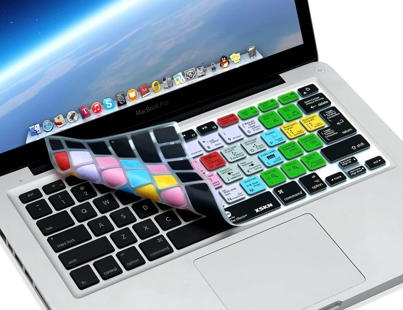 XSKN for Adobe After Effects Shortcut Design Hotkeys Silicone Laptop Keyboard Skin Cover for Early MacBook 13" MacBook 13" 15" 17", US&European Layout