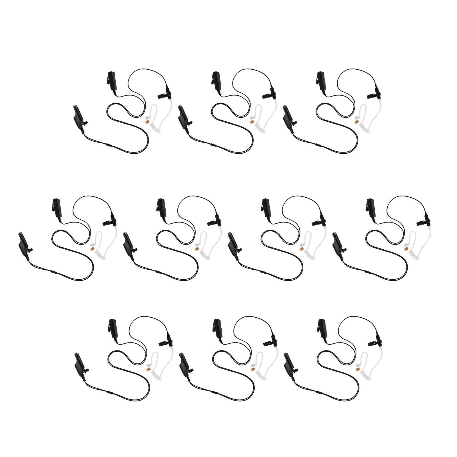10 Pack School Bars Resort Planner 2-Wire Clear Coil Earbud Big PTT for Motorola