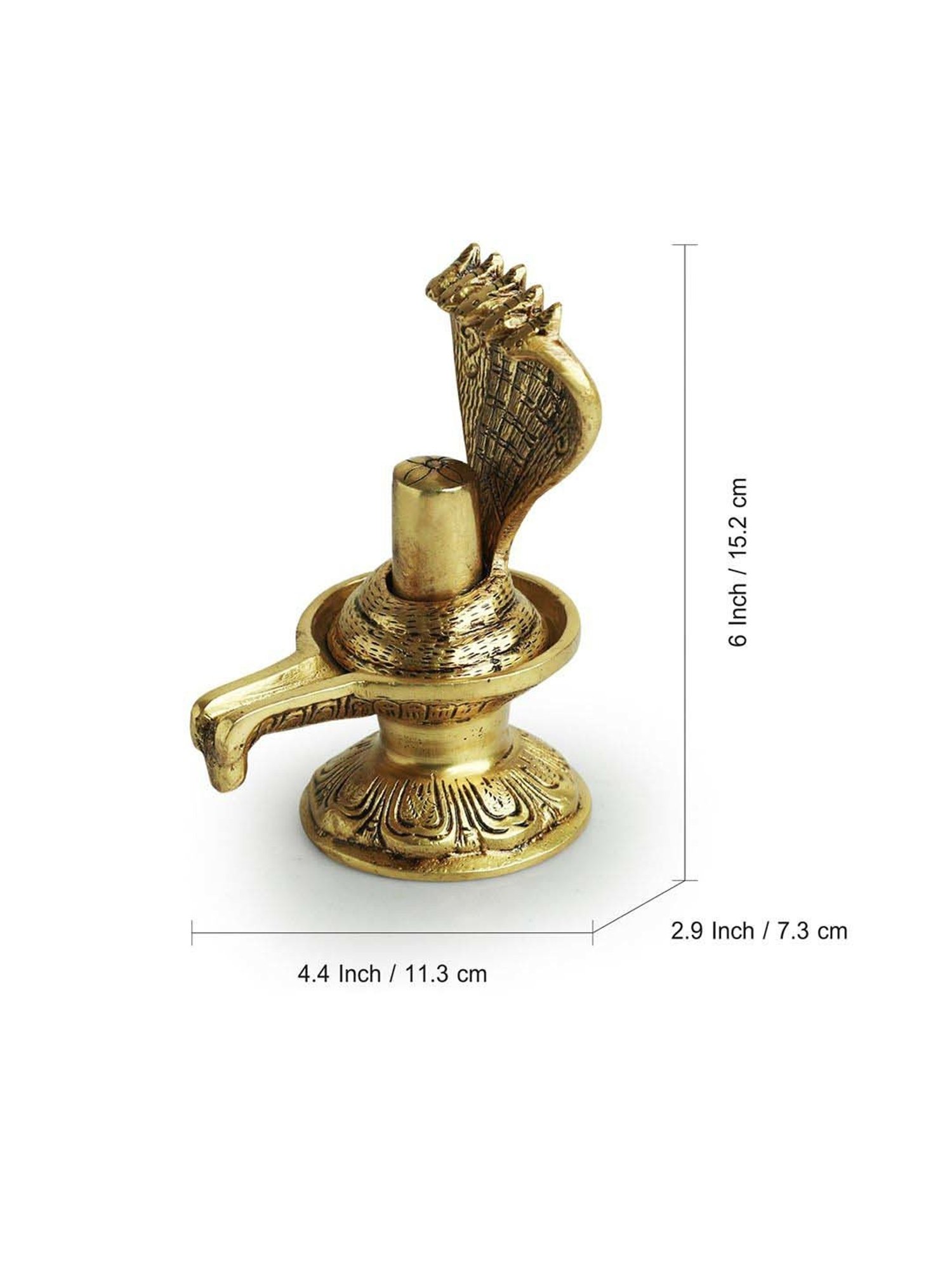 ExclusiveLane Golden Brass Shivling With Sheshnaag Showpiece Idol