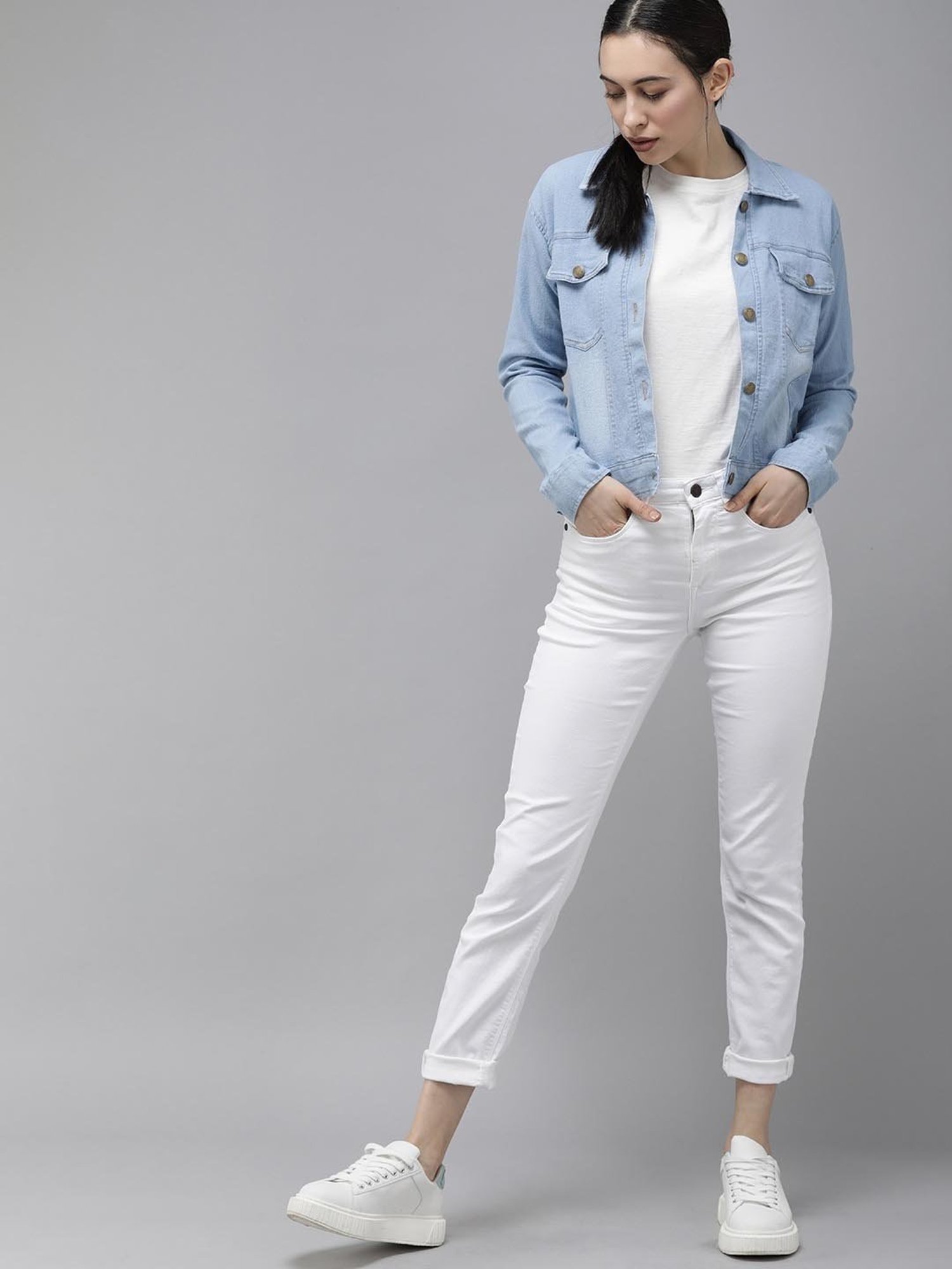 VOXATI Blue Regular Fit Denim Jacket