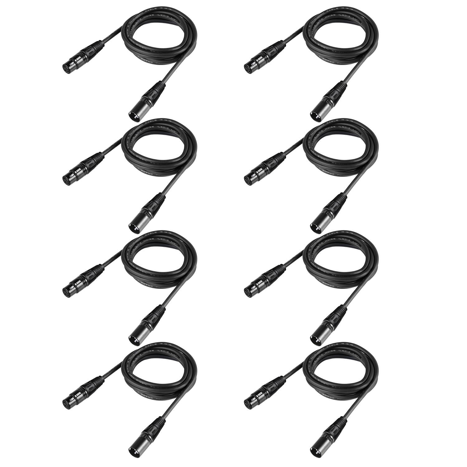 Neewer 8 Pack 6.5 feet/2 meters DMX Stage Light Cable Wires with 3 Pin Signal XLR Male to Female Connection for Moving Head Light Par Light Spotlight with XLR Input and Output
