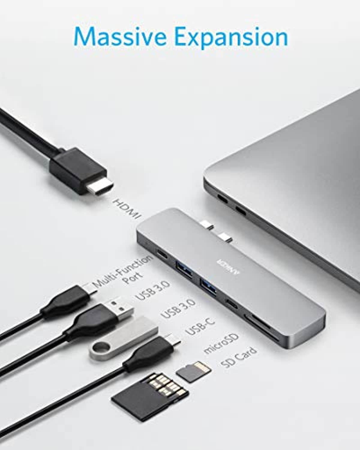 Anker USB C Hub for MacBook, PowerExpand Direct 7-in-2 USB C Adapter Compatible with Thunderbolt 3 USB C Port, 100W Power Delivery, 4K HDMI, USB C and 2 USB A Data Ports, SD and microSD Car (A83710A1)