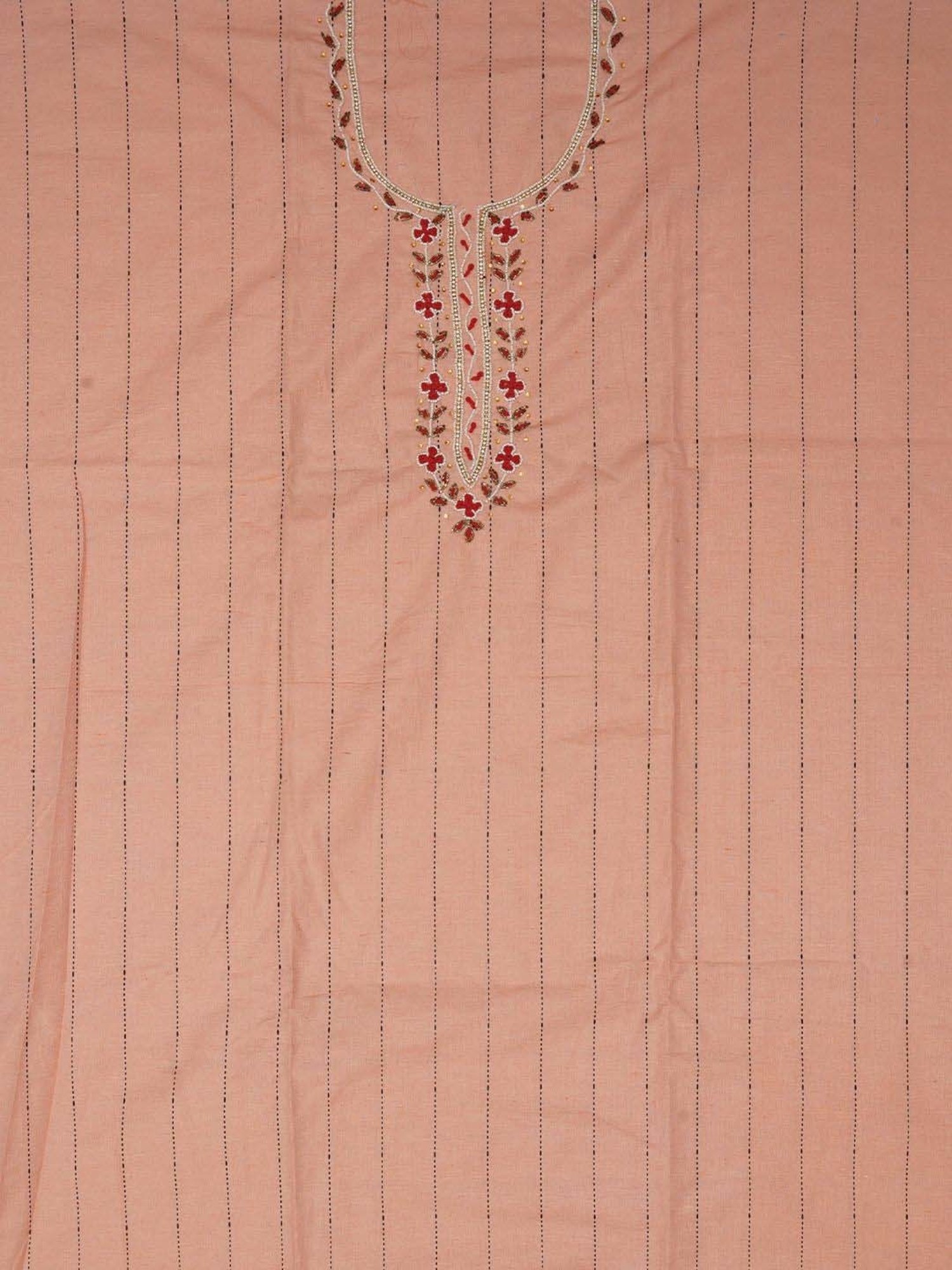 Jaipur Kurti Peach Embellished Unstitched Dress Material