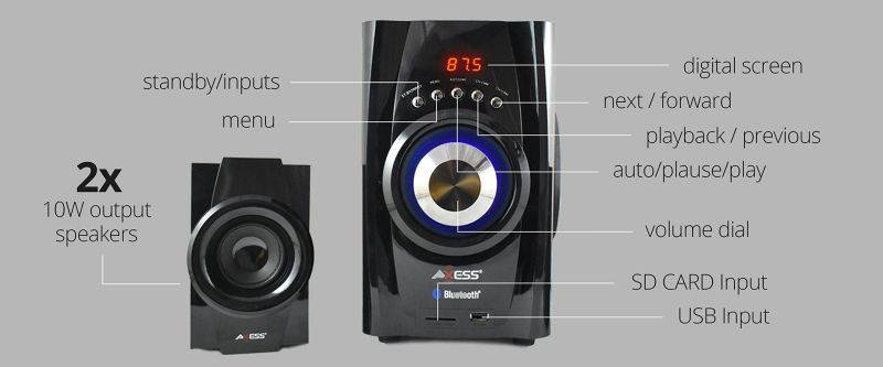 AXESS MSBT3901BK Mini Entertainment System with Bluetooth