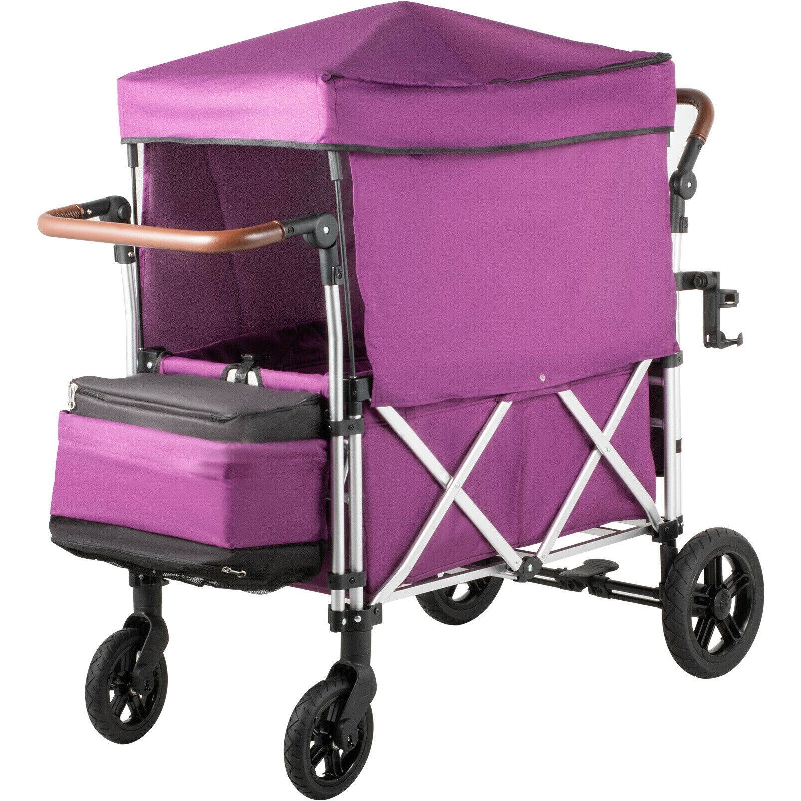Folding Wagon Cart Collapsible Folding Garden Cart Beach Utility Outdoor Purple