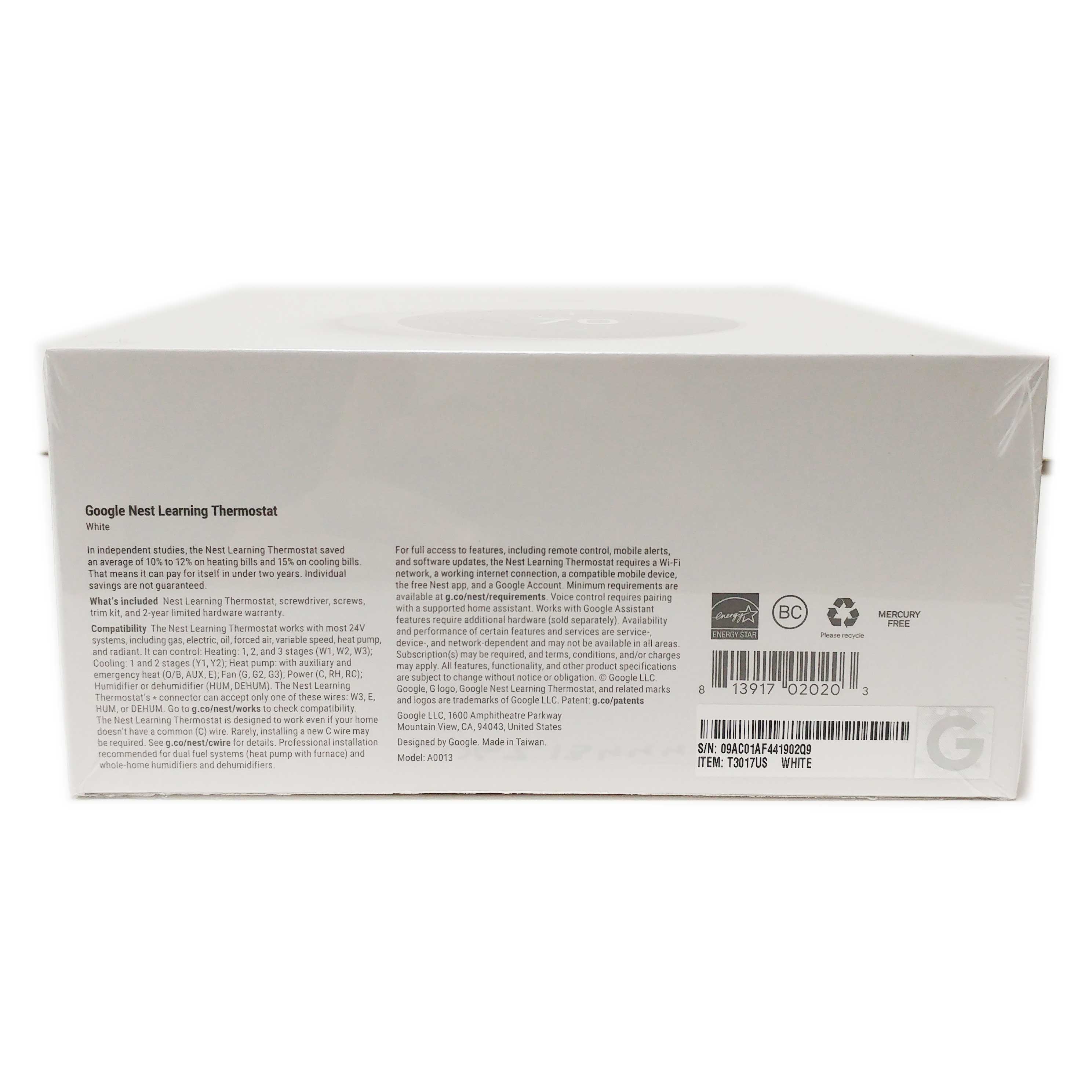 Nest Learning Thermostat - 3rd Generation, Stainless Steel