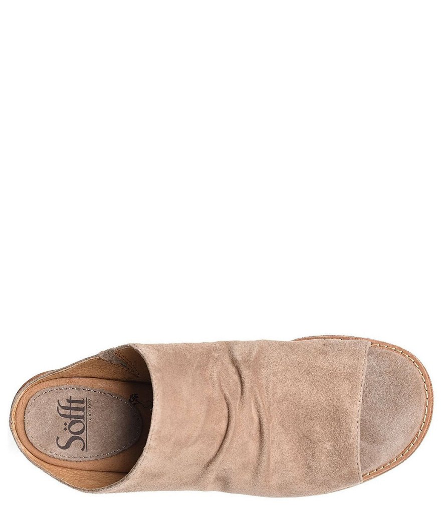 Sofft Netta Suede Stack Heel Peep Toe Mules
