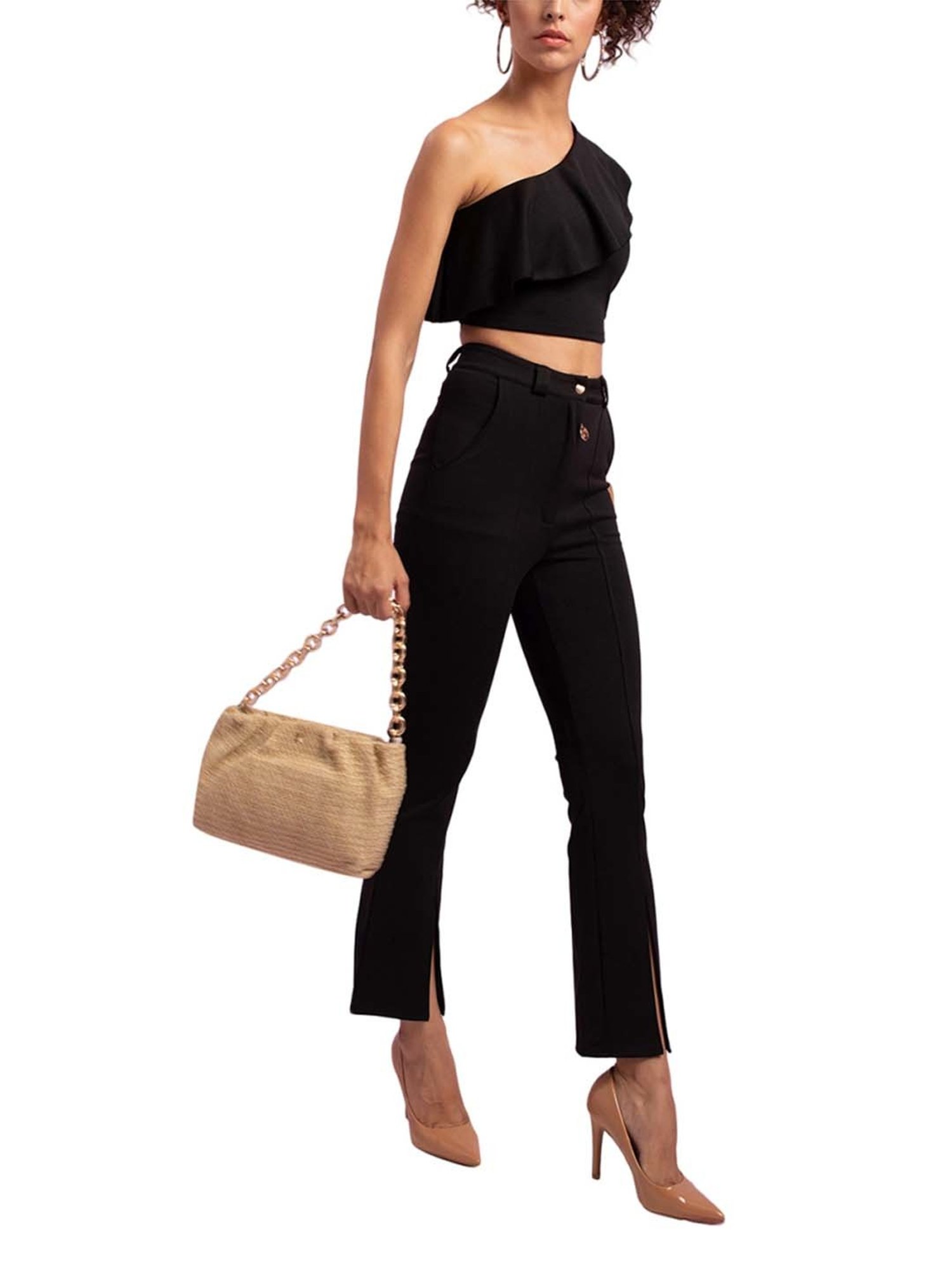 KENDALL + KYLIE Black Mid Rise Bootcut Pants