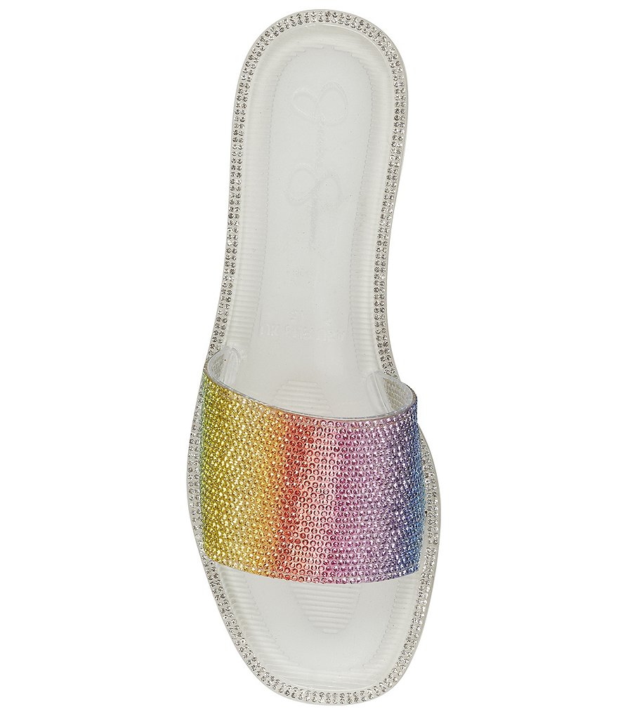 Jessica Simpson Kassime Rainbow Embellished Jelly Slides