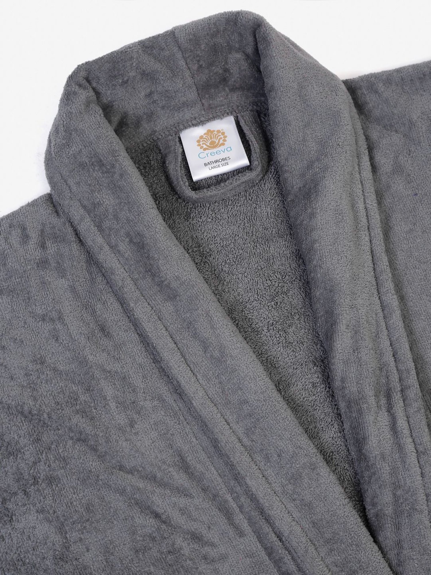 Creeva Everyday Red & Navy 225 GSM Micro Terry Bathrobe with Front Pocket & Kimono Collar