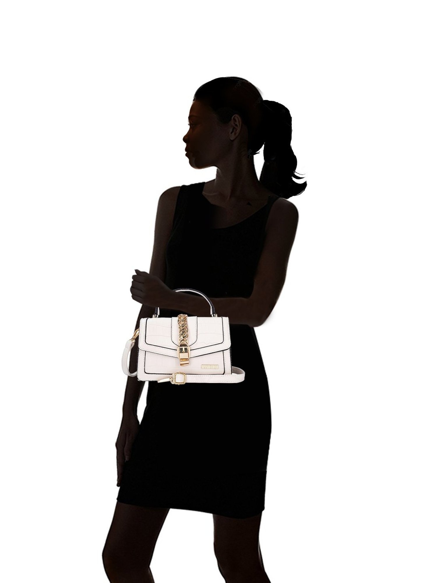 Luvoksi White Textured Medium Satchel Handbag