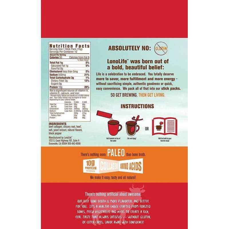 LonoLife Bone Broth Beef Stick - 4pk
