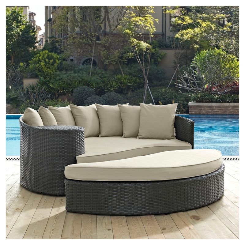 Sojourn 2 Sections Outdoor Patio Sunbrella Daybed - Light Beige - Modway
