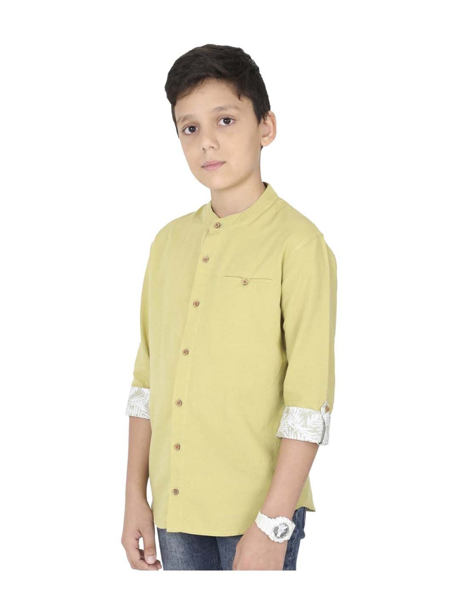 Manet Kids Yellow Regular Fit Shirt