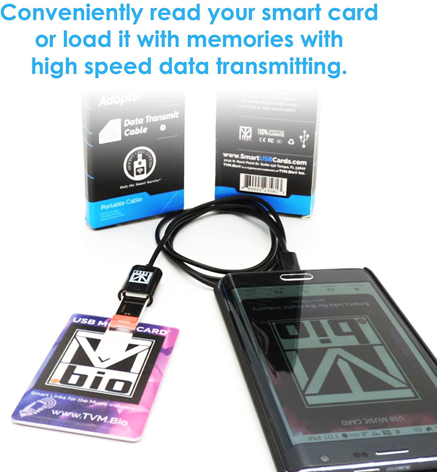 TVM.Bio USB C to USB Female Adapter - Plug & Play Our Smart Card or USB Flash Anywhere - Compatible with MacBook Mobiles & All C-Type Devices - Extra Long Data Transmit Cable for Comfortable Use