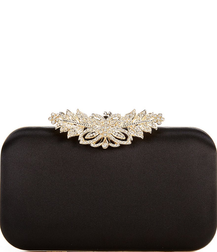 Kate Landry Satin Hinge Minaudiere Clutch Bag
