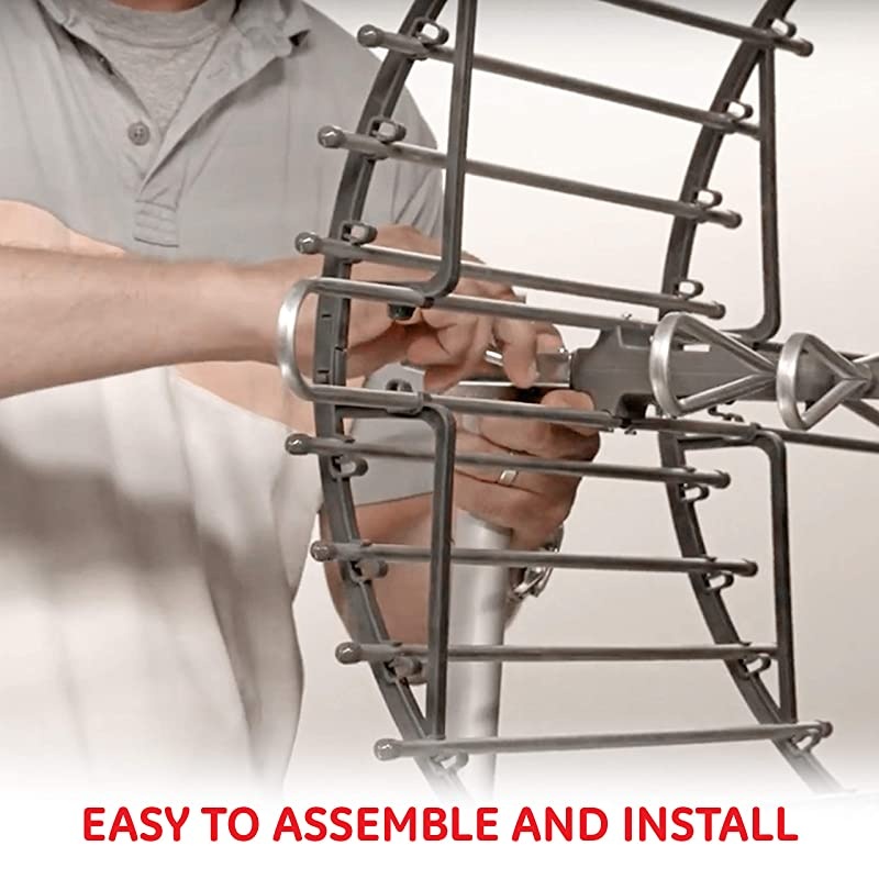 Attic Mount TV Antenna Long Ran Antenna Supports 4K 1080P Digital HDTV VHF UHF Indoor Directional Antenna Mounting Pole Included Out of Sight Compact Design 33692