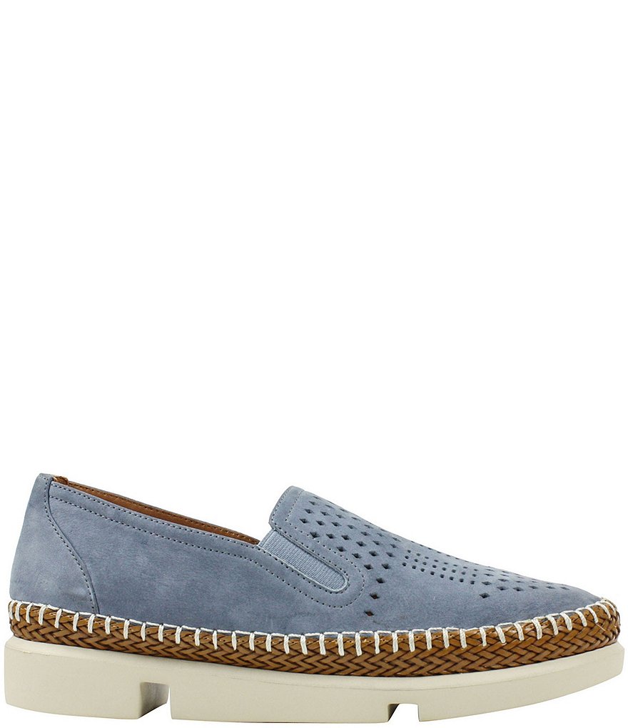 L'Amour Des Pieds Perforated Suede Stazzema Flatform Slip-Ons