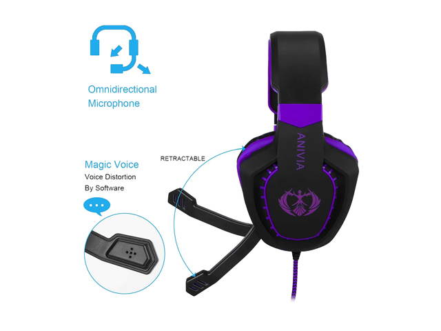 Anivia AH28 3.5mm Wired Gaming Headset with Microphone,Noise Isolating Volume Control for Pc/Mac/Ps4/Phone