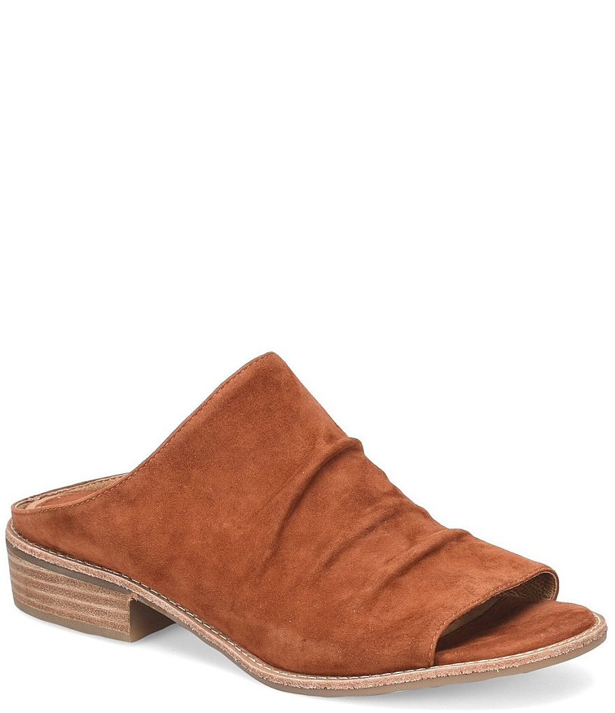 Sofft Netta Suede Stack Heel Peep Toe Mules