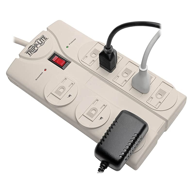 Lite 8 Outlet Surge Protector Power Strip 8ft Cord Right Angle Plug LIFETIME INSURANCE amp $75K INSURANCE TLP808