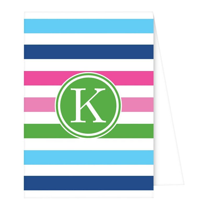 Note Cards - Preppy Stripe Monogram - K