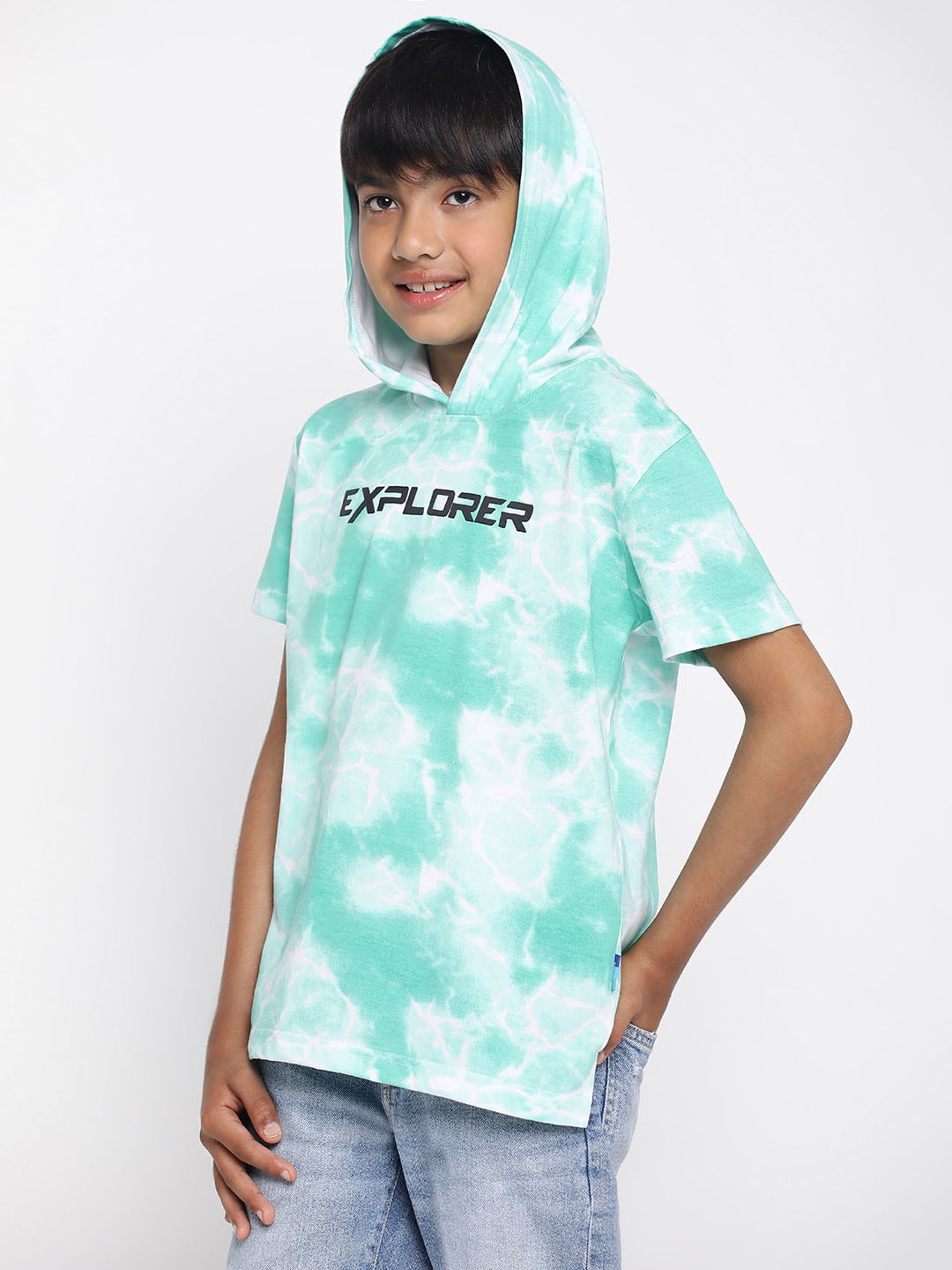 Lil Tomatoes Kids Mint & White Tie and Dye T-Shirt