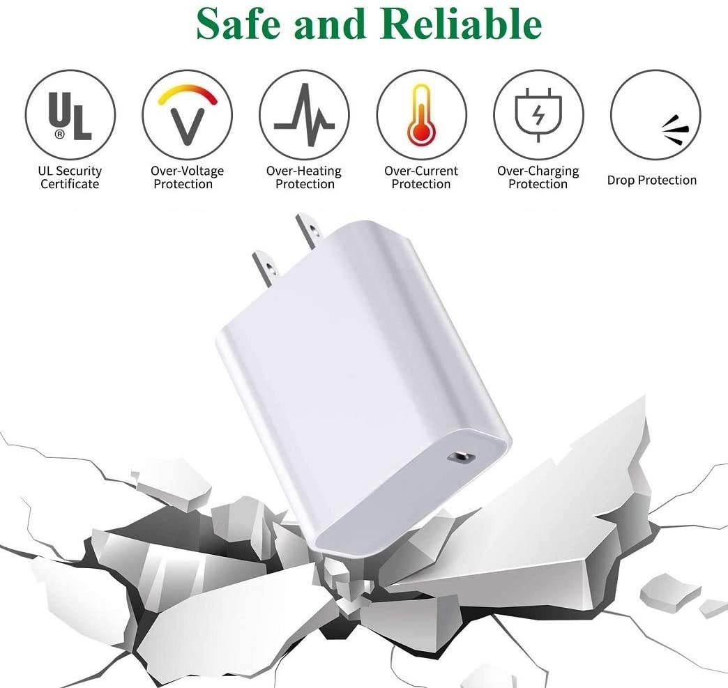 [Apple MFi Certified] iPhone Fast Charger 20W PD Type C Power Wall Charger Plug with 3.3ft USB C to Lightning Fast Charging Data Sync Cable Compatible with iPhone 12/12 Pro/11/XS/XR/X/8/SE/iPad