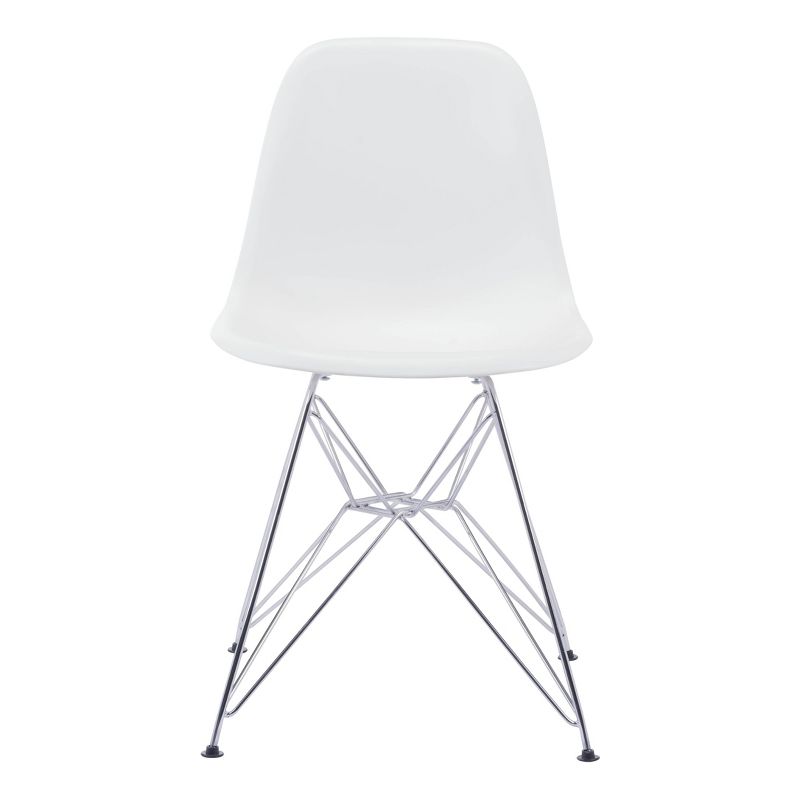 Mid-Century Modern Chromed Steel and ABS Plastic Dining Chair - White - ZM Home