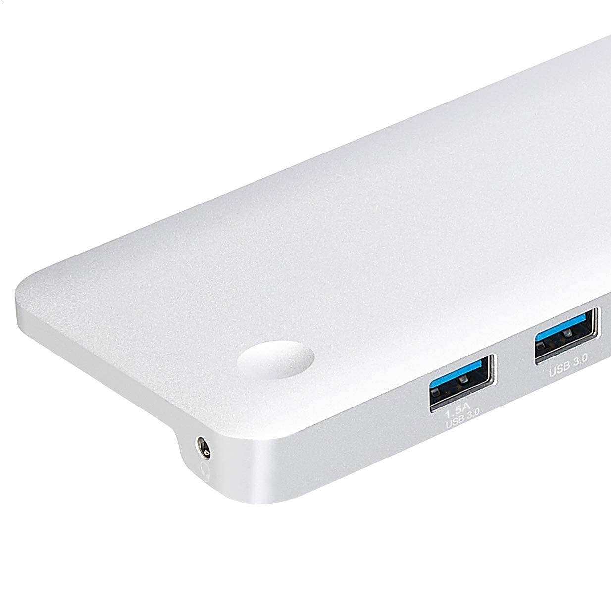 Amazon Basics Aluminum Type-C Docking with Mini DisplayPort, HDMI, VGA, 3 USB-A, Ethernet, SD/TF Card Reader, Audio, and Type-C Charging Port (PD 100W) - Pedestal, Silver