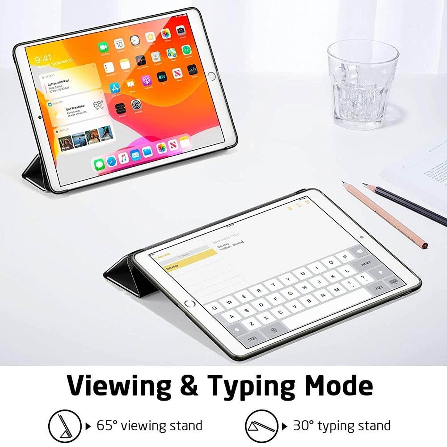 ESR Rebound Slim Smart Case for iPad 10.2 2019, Black + Navy Blue