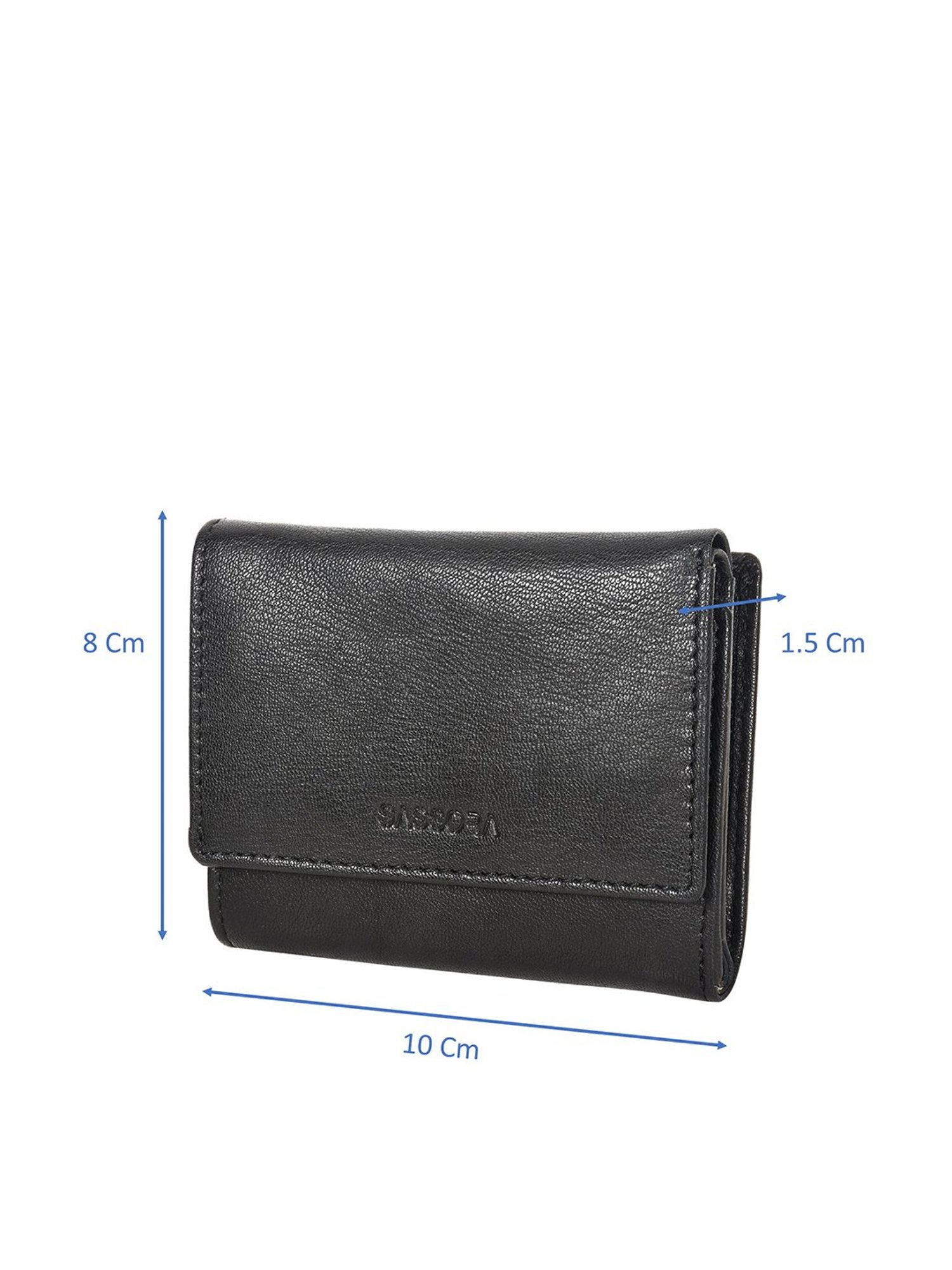 SASSORA Black Solid Rfid Tri-Fold Wallet for Women