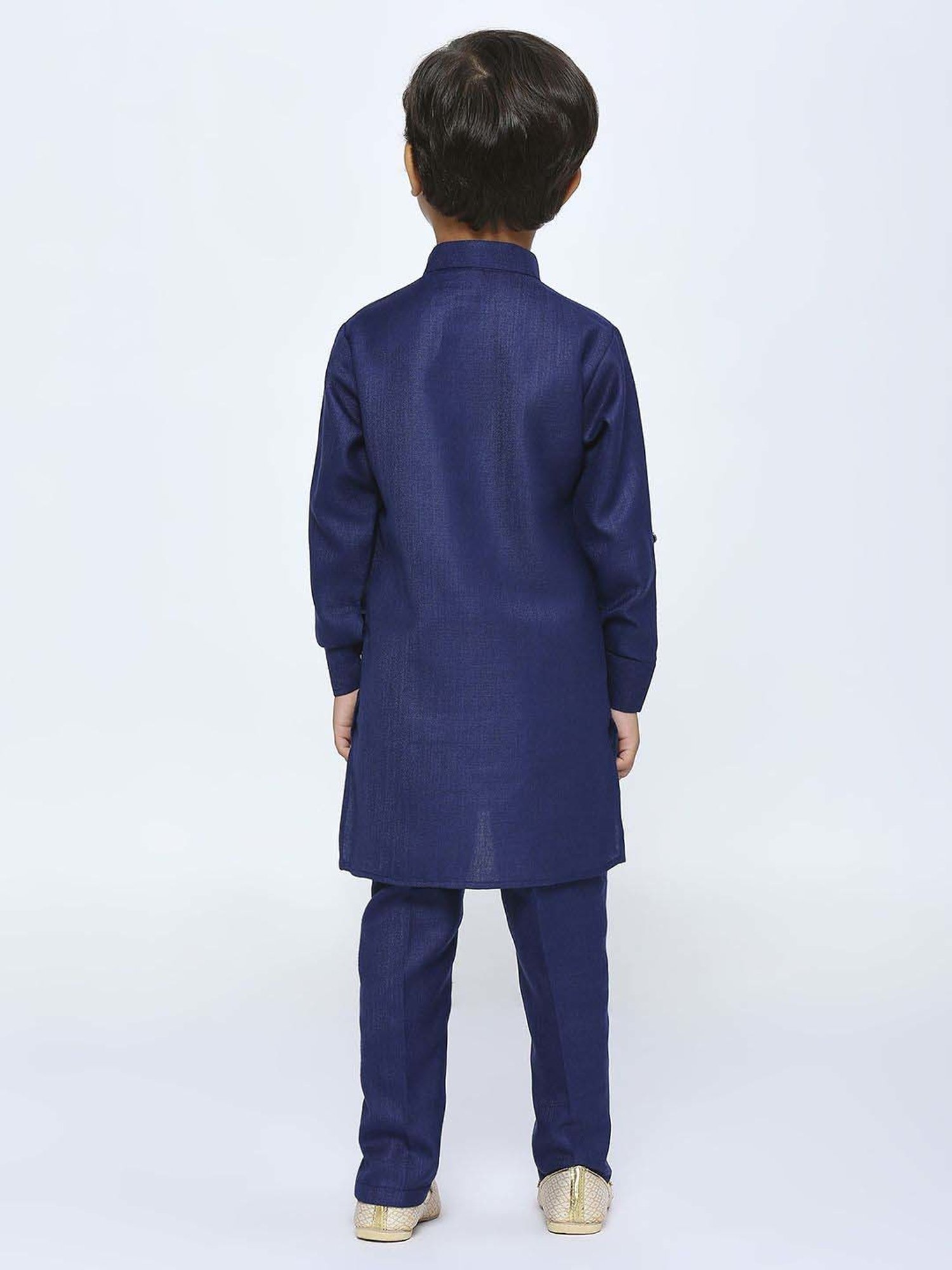 Kids Island Boys Blue Sequence Full Sleeves Kurta Set