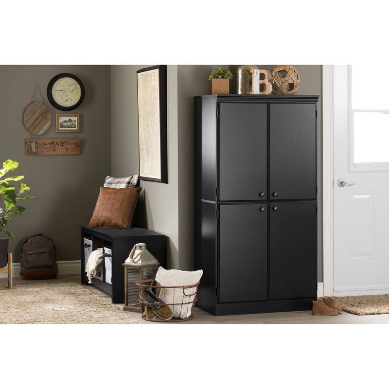 Morgan 4 Door Storage Cabinet Pure Black - South Shore