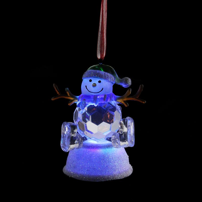 Penn 3" LED Lighted Color-Changing Snowman with Blue Scarf Christmas Ornament